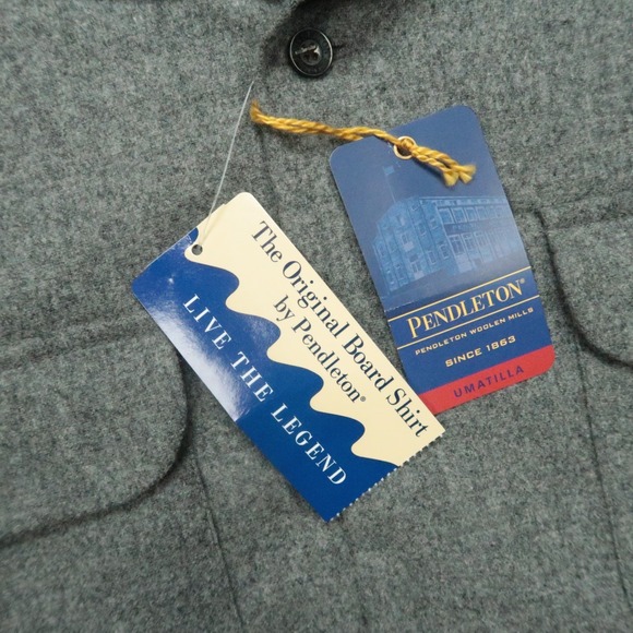 VINTAGE Pendleton Shirt Mens Large Gray Board Wool Flannel Long Sleeve NWT - Picture 4 of 10